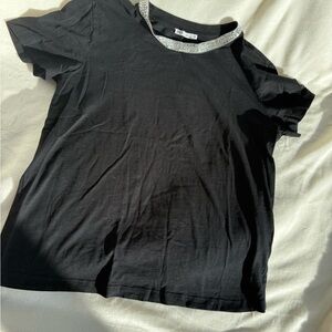 Zara Black Tee with Silver Accents
